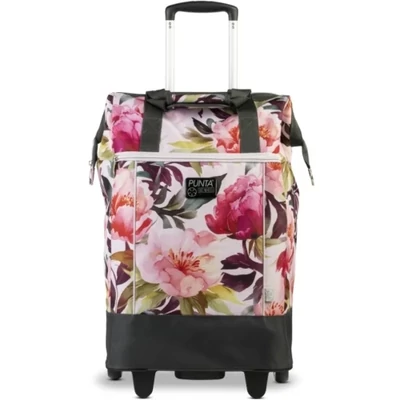 Punta kerekes bevásárlókocsi 40 L –rózsaszín virágmintás