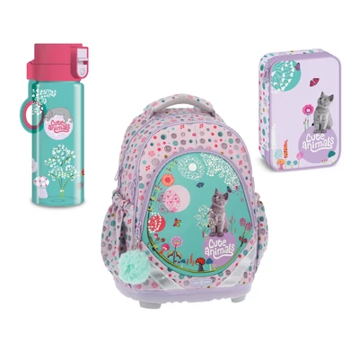 Ars Una Cute Animals-Kitten 2 szett (anatómiai iskolatáska, kulacs, tolltartó)