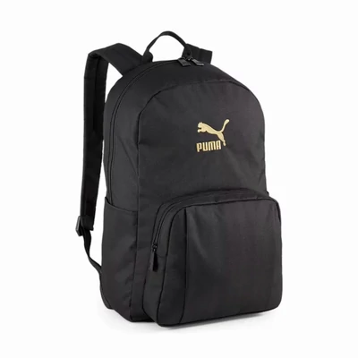 Puma Classics Archive hátizsák, fekete, arany logóval