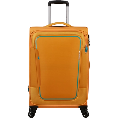 American Tourister Pulsonic Spinner 4-kerekes bővíthető bőrönd 68 x 44 x 27/30 cm, napsárga
