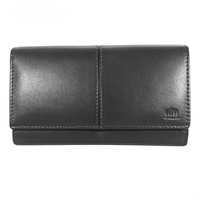 Bőr női pénztárca, patentos, fekete