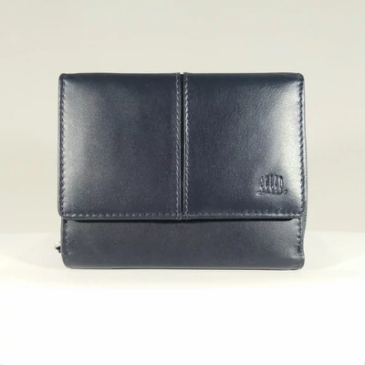 Bőr női pénztárca, patentos, kék