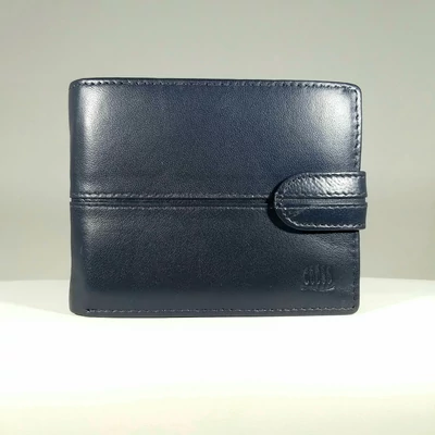 Bőr férfi pénztárca, patentos, sötétkék