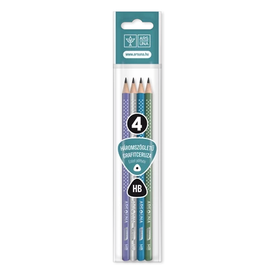 Ars Una háromszögletű grafitceruza, HB-ezüst pöttyös-4db