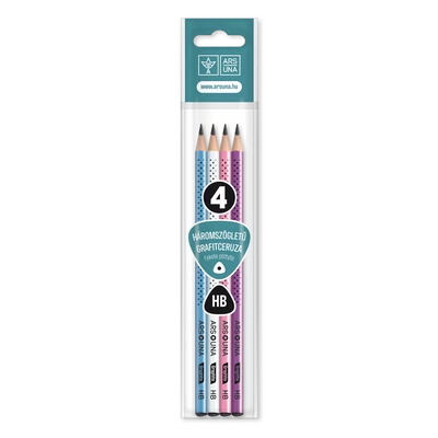 Ars Una háromszögletű grafitceruza, HB-fekete pöttyös-4db