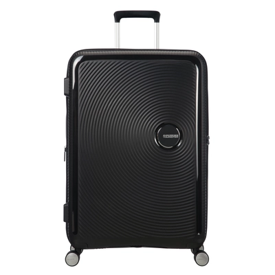 American Tourister Soundbox 4-kerekes keményfedeles bővíthető bőrönd 77 x 51.5 x 29.5/32.5 cm, fekete