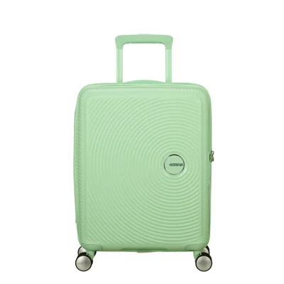 American Tourister Soundbox 4-kerekes keményfedeles bővíthető kabin bőrönd 55x40x20/23 cm, pasztell zöld