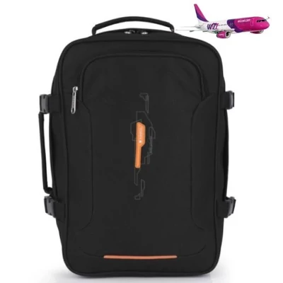 Gabol WizzAir-méretű kabinhátizsák / laptop hátizsák, fekete
