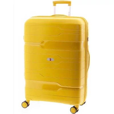 Gladiator BOXING 4-kerekes keményfedeles bővíthető bőrönd 77x53x29/32cm, sárga