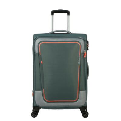 American Tourister Pulsonic Spinner 4-kerekes bővíthető bőrönd 68 x 44 x 27/30 cm, khaki