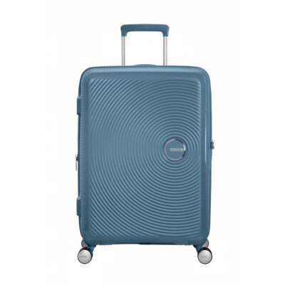 American Tourister Soundbox 4-kerekes keményfedeles bővíthető bőrönd 67 x 46.5 x 29/32 cm, szürkés kék