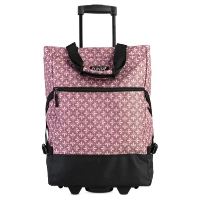 Punta kerekes bevásárlótáska 33 L mályvarózsaszín virágmintás