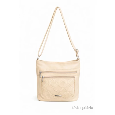 Silvia Rosa hosszúpántos női táska elülső cipzáras zsebekkel, Bézs