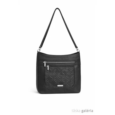 Silvia Rosa hosszúpántos női táska elülső cipzáras zsebekkel, fekete