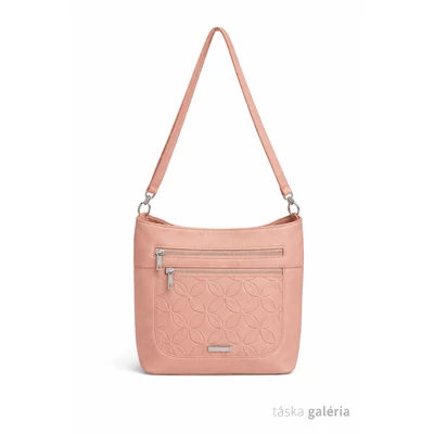 Silvia Rosa hosszúpántos női táska elülső cipzáras zsebekkel, Puder