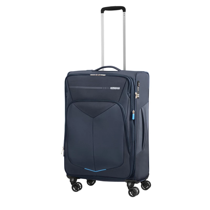 American Tourister Summerfunk 4-kerekes bővíthető bőrönd 68x42x28/30 cm, sötétkék