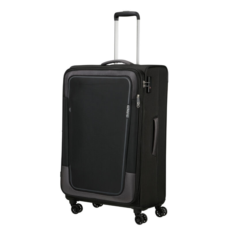 American Tourister Pulsonic Spinner 4-kerekes bővíthető bőrönd 81 x 49 x 31/34 cm, fekete