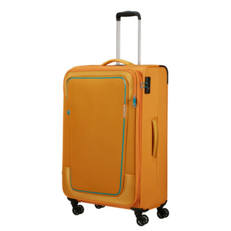 American Tourister Pulsonic Spinner 4-kerekes bővíthető bőrönd 81 x 49 x 31/34 cm, napsárga