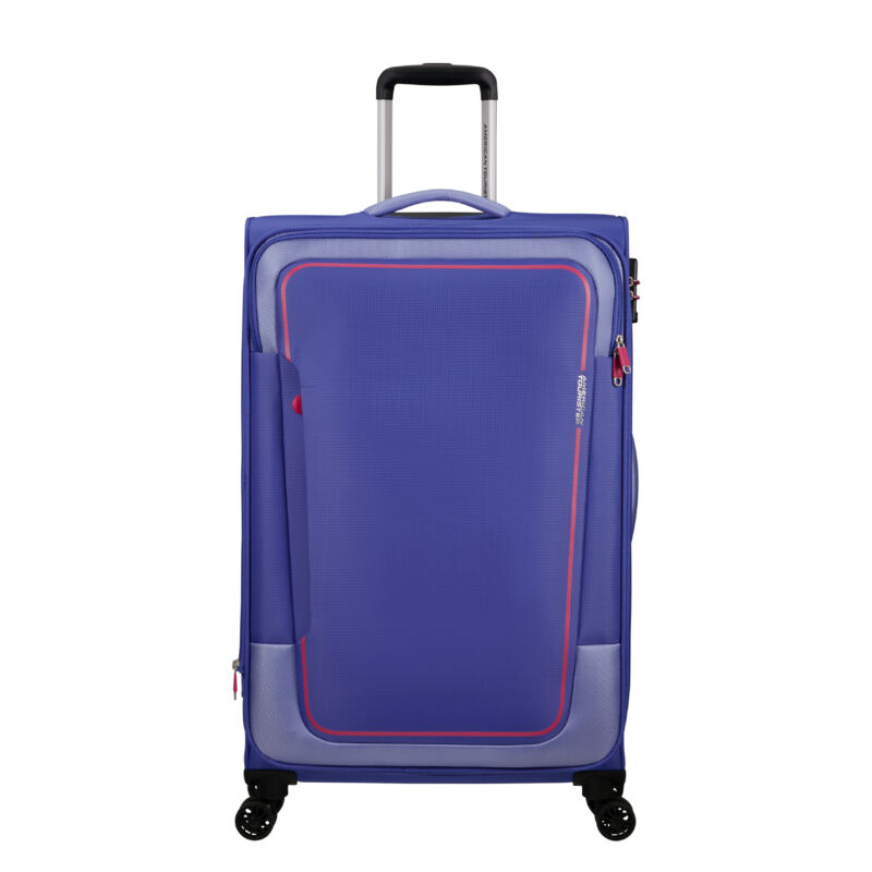 American Tourister Pulsonic Spinner 4-kerekes bővíthető bőrönd 81 x 49 x 31/34 cm, lila