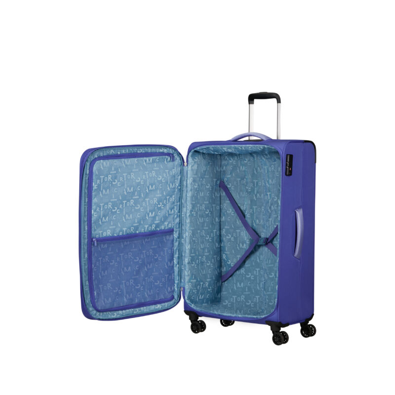 American Tourister Pulsonic Spinner 4-kerekes bővíthető bőrönd 81 x 49 x 31/34 cm, lila