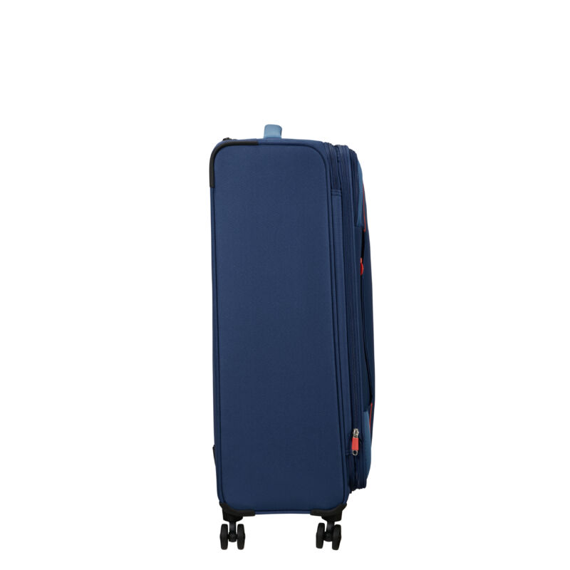 American Tourister Pulsonic Spinner 4-kerekes bővíthető bőrönd 81 x 49 x 31/34 cm, sötétkék