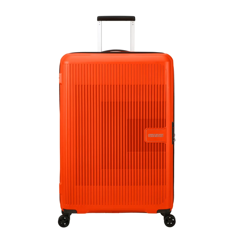 American Tourister AeroStep Spinner 4-kerekes keményfedeles bővíthető bőrönd 77 x 50 x 29/32 cm, narancs