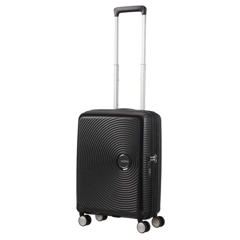 American Tourister Soundbox 4-kerekes keményfedeles bővíthető kabin bőrönd 55x40x20/23 cm, fekete