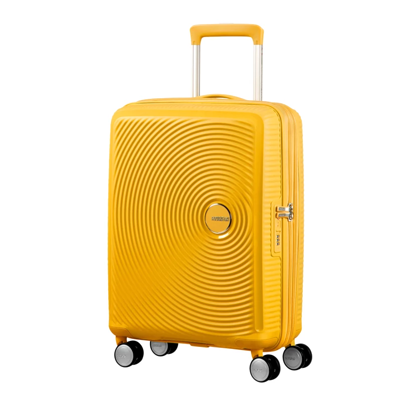 American Tourister Soundbox 4-kerekes keményfedeles bővíthető kabin bőrönd 55x40x20/23 cm, sárga