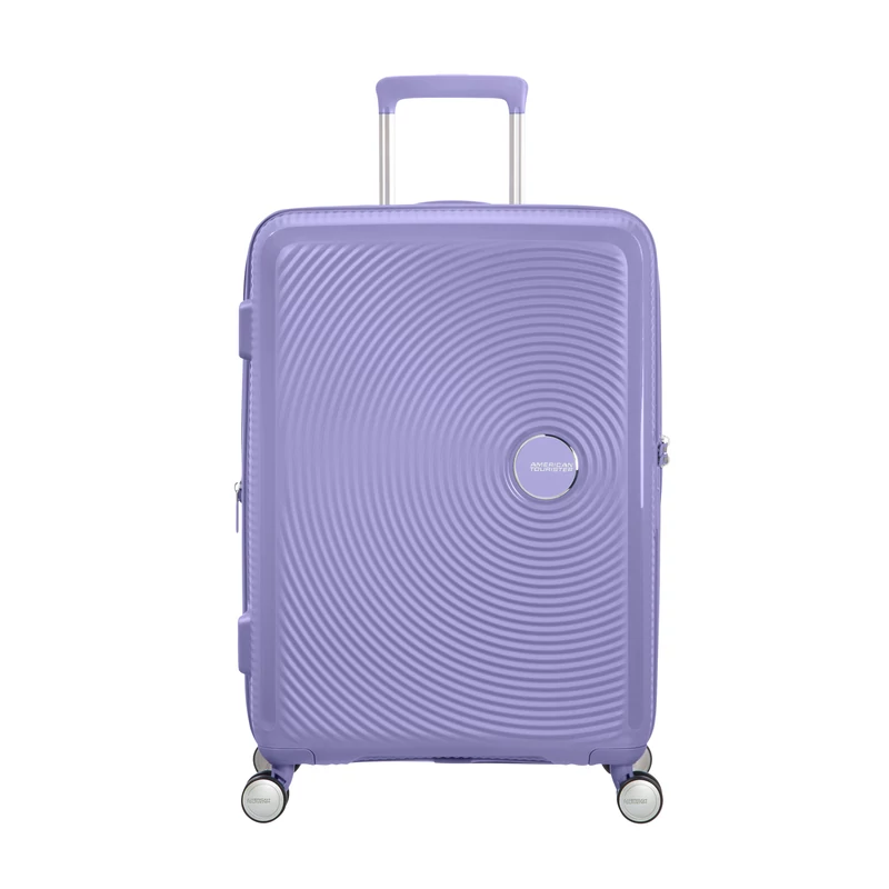 American Tourister Soundbox 4-kerekes keményfedeles bővíthető bőrönd 67 x 46.5 x 29/32 cm, lila