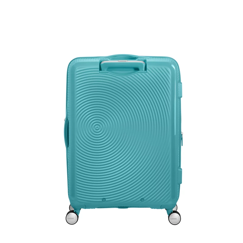 American Tourister Soundbox 4-kerekes keményfedeles bővíthető bőrönd 67 x 46.5 x 29/32 cm, türkiz