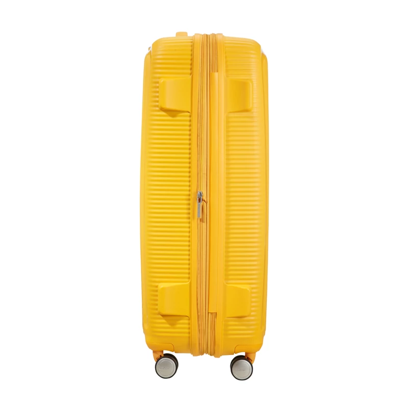 American Tourister Soundbox 4-kerekes keményfedeles bővíthető bőrönd 77 x 51.5 x 29.5/32.5 cm, sárga