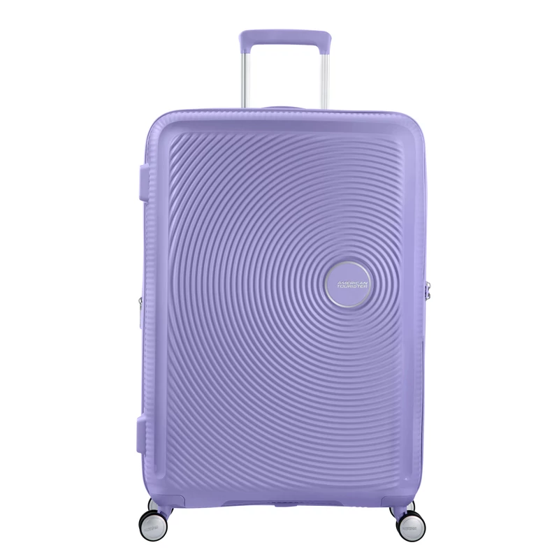 American Tourister Soundbox 4-kerekes keményfedeles bővíthető bőrönd 77 x 51.5 x 29.5/32.5 cm, lila