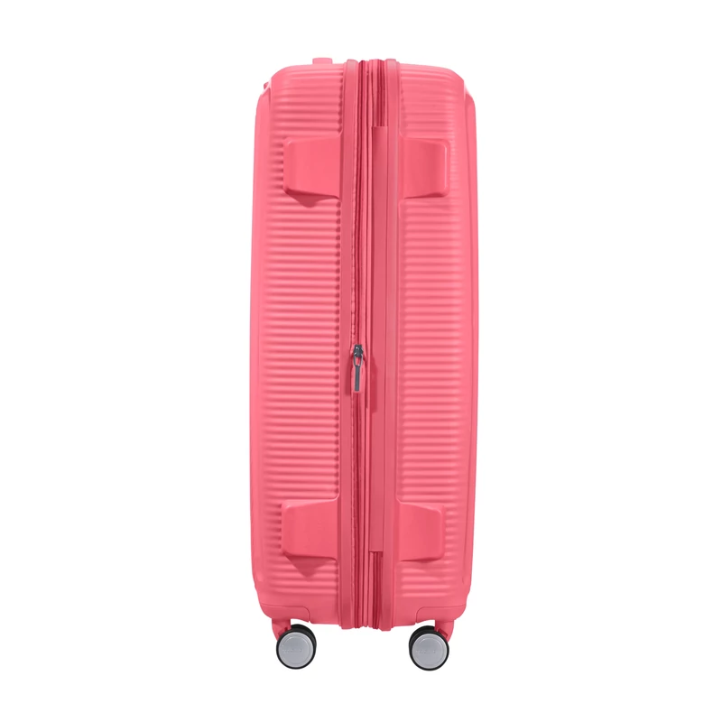 American Tourister Soundbox 4-kerekes keményfedeles bővíthető bőrönd 77 x 51.5 x 29.5/32.5 cm, rózsaszín
