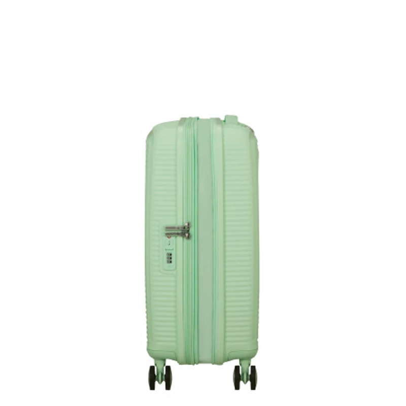American Tourister Soundbox 4-kerekes keményfedeles bővíthető kabin bőrönd 55x40x20/23 cm, pasztell zöld