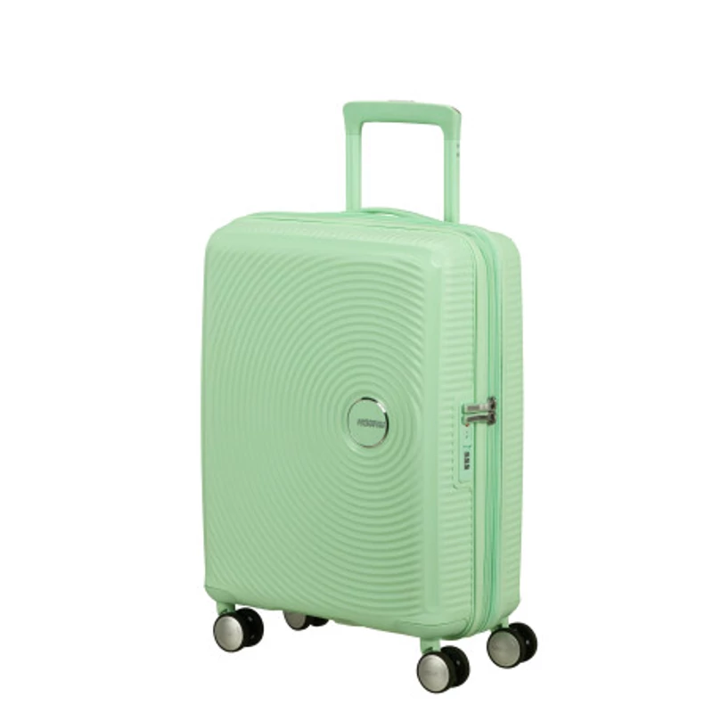 American Tourister Soundbox 4-kerekes keményfedeles bővíthető kabin bőrönd 55x40x20/23 cm, pasztell zöld