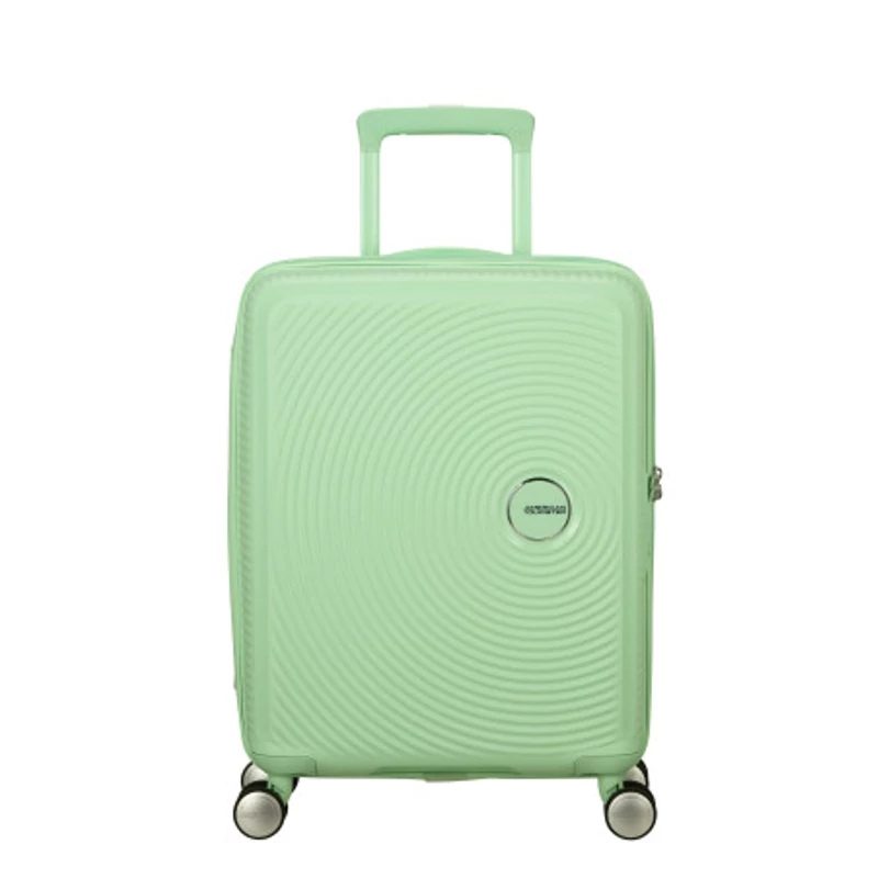 American Tourister Soundbox 4-kerekes keményfedeles bővíthető kabin bőrönd 55x40x20/23 cm, pasztell zöld