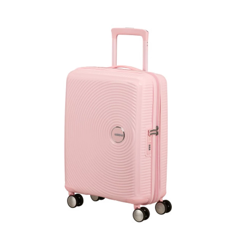American Tourister Soundbox 4-kerekes keményfedeles bővíthető kabin bőrönd 55x40x20/23 cm, pasztell rózsaszín