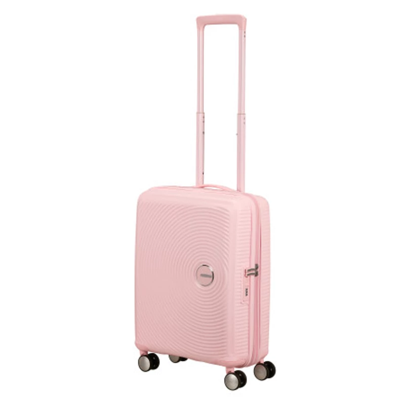 American Tourister Soundbox 4-kerekes keményfedeles bővíthető kabin bőrönd 55x40x20/23 cm, pasztell rózsaszín