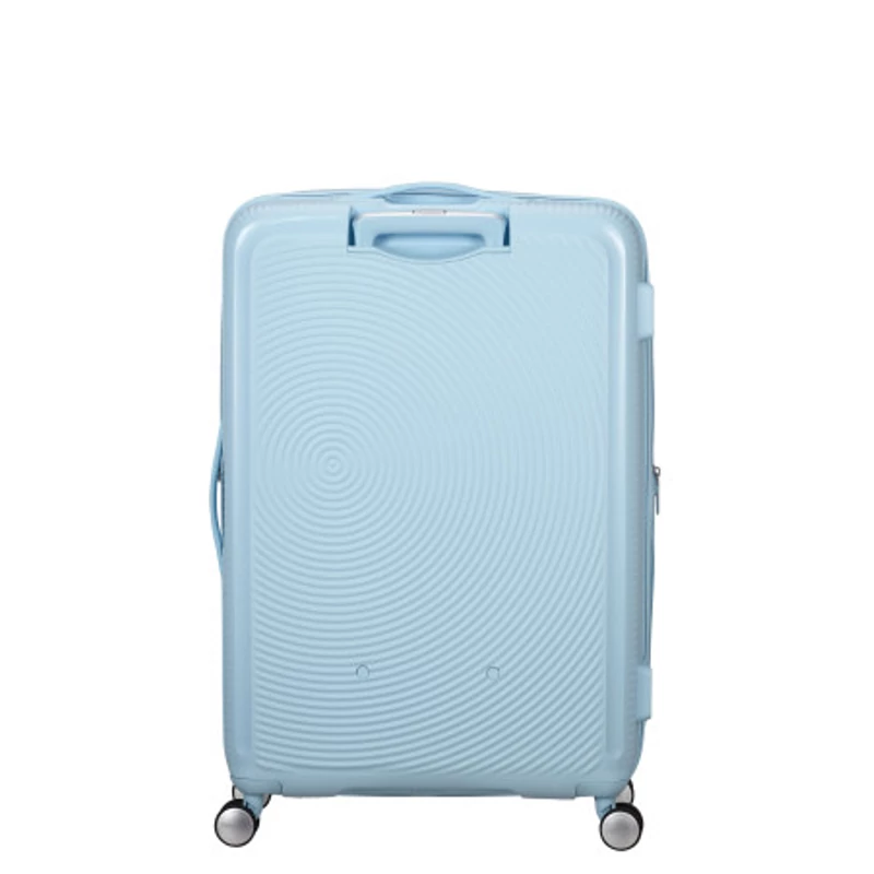 American Tourister Soundbox 4-kerekes keményfedeles bővíthető bőrönd 77 x 51.5 x 29.5/32.5 cm, pasztell kék