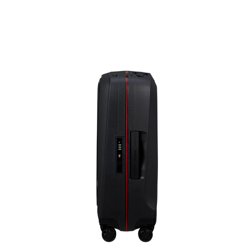 Samsonite Essens spinner 4-kerekes keményfedeles kabin bőrönd 55x40x20cm, fekete-piros