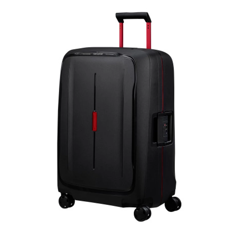Samsonite Essens spinner 4-kerekes keményfedeles bőrönd 69 x 49 x 30 cm, fekete-piros