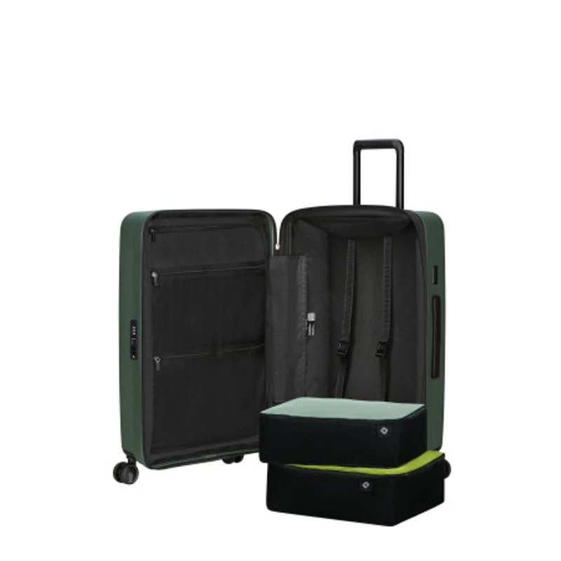 Samsonite Restackd spinner 4-kerekes keményfedeles bővíthető bőrönd 68 x 46 x 26/29 cm, khaki