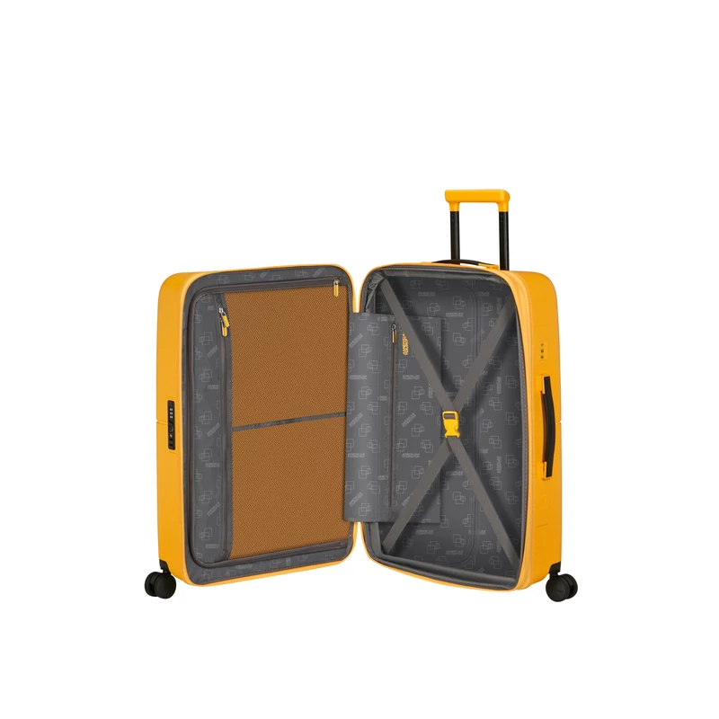 American Tourister Dashpop 4-kerekes keményfedeles bővíthető bőrönd 67 x 45 x 28/32 cm, sárga