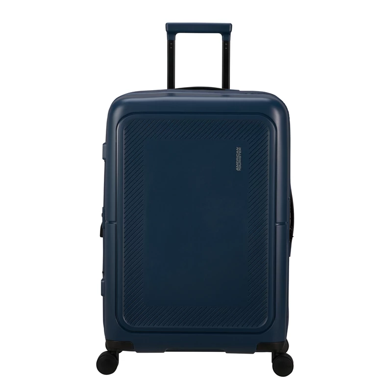 American Tourister Dashpop 4-kerekes keményfedeles bővíthető bőrönd 67 x 45 x 28/32 cm, sötétkék