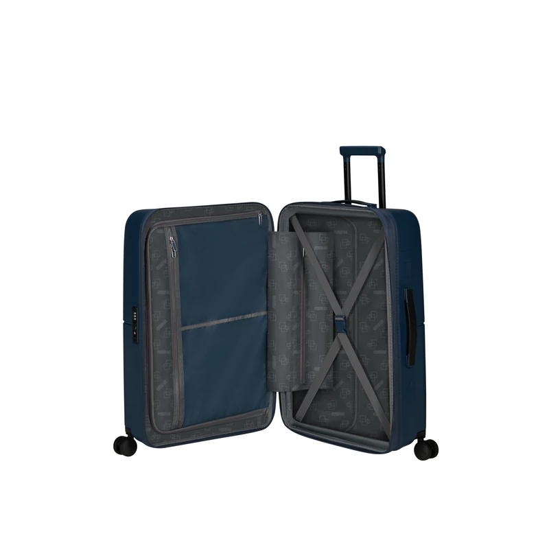 American Tourister Dashpop 4-kerekes keményfedeles bővíthető bőrönd 67 x 45 x 28/32 cm, sötétkék
