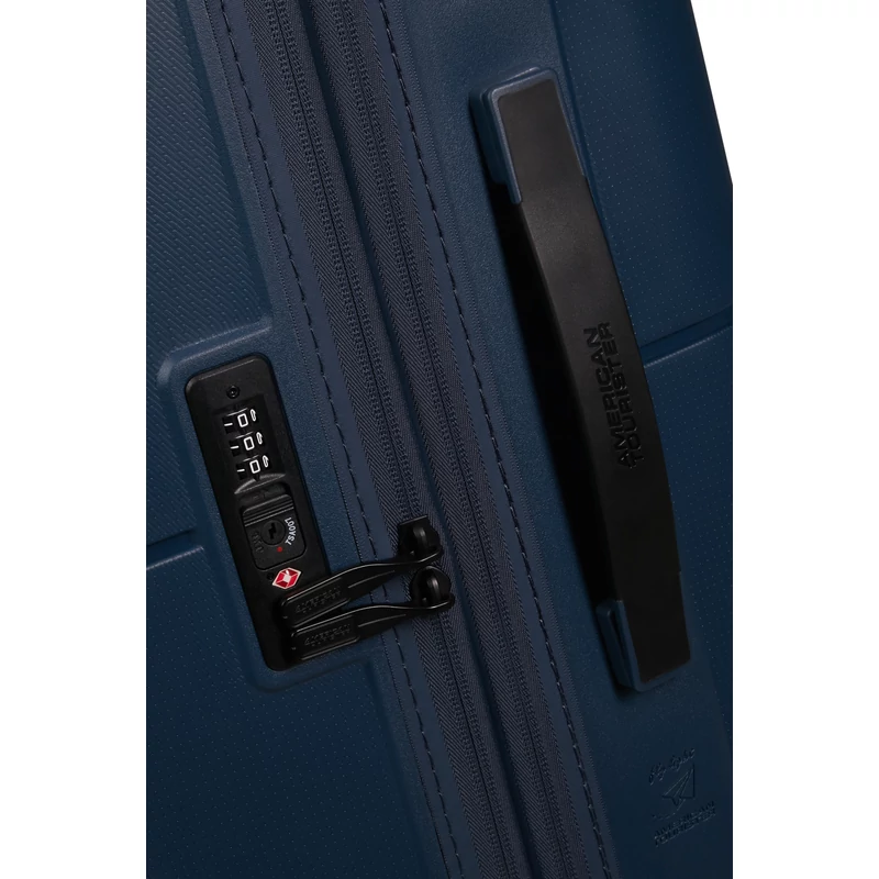 American Tourister Dashpop 4-kerekes keményfedeles bővíthető bőrönd 67 x 45 x 28/32 cm, sötétkék