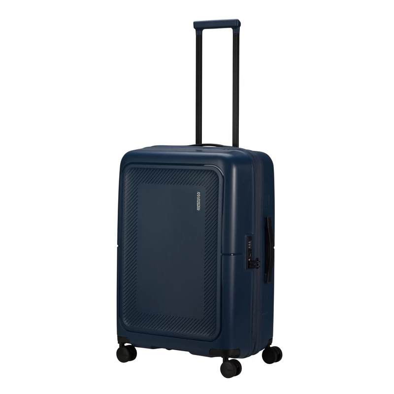 American Tourister Dashpop 4-kerekes keményfedeles bővíthető bőrönd 67 x 45 x 28/32 cm, sötétkék