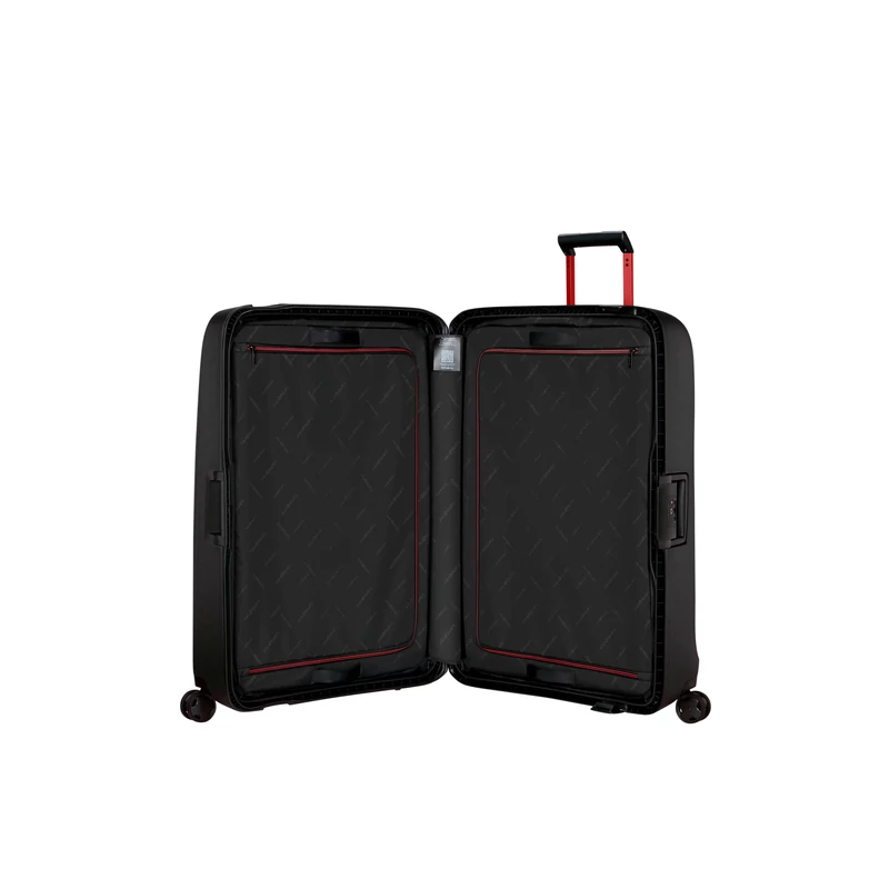 Samsonite Essens spinner 4-kerekes keményfedeles extra nagy bőrönd  81 x 56 x 34 cm, fekete-piros