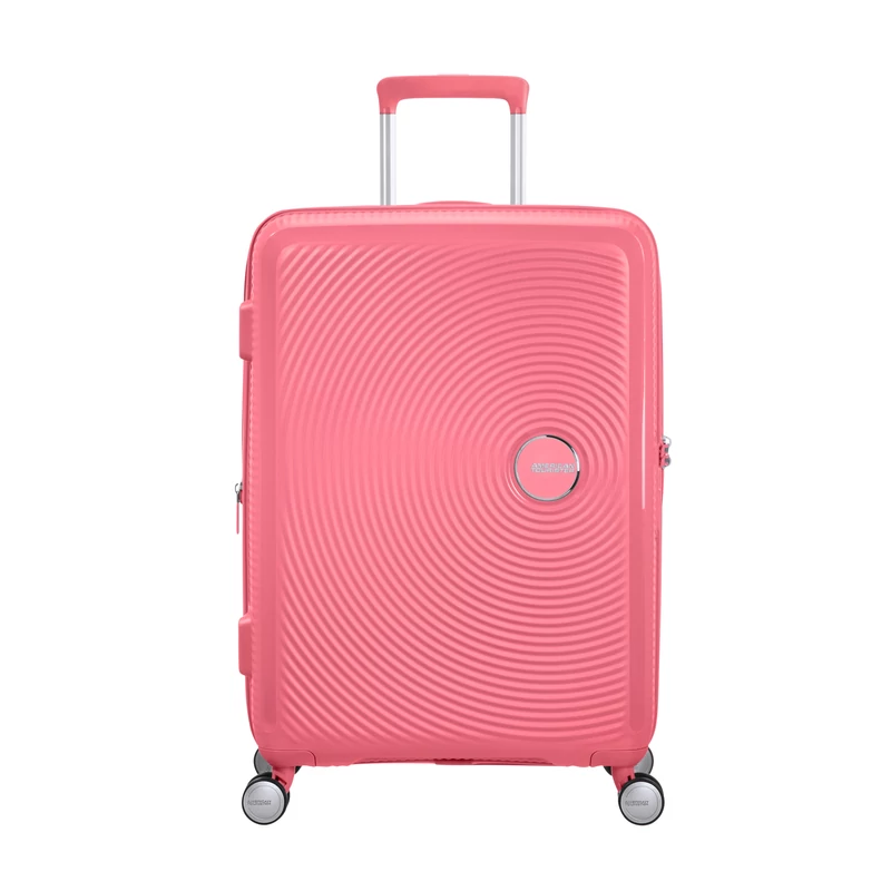 American Tourister Soundbox 4-kerekes keményfedeles bővíthető bőrönd 67 x 46.5 x 29/32 cm, rózsaszín