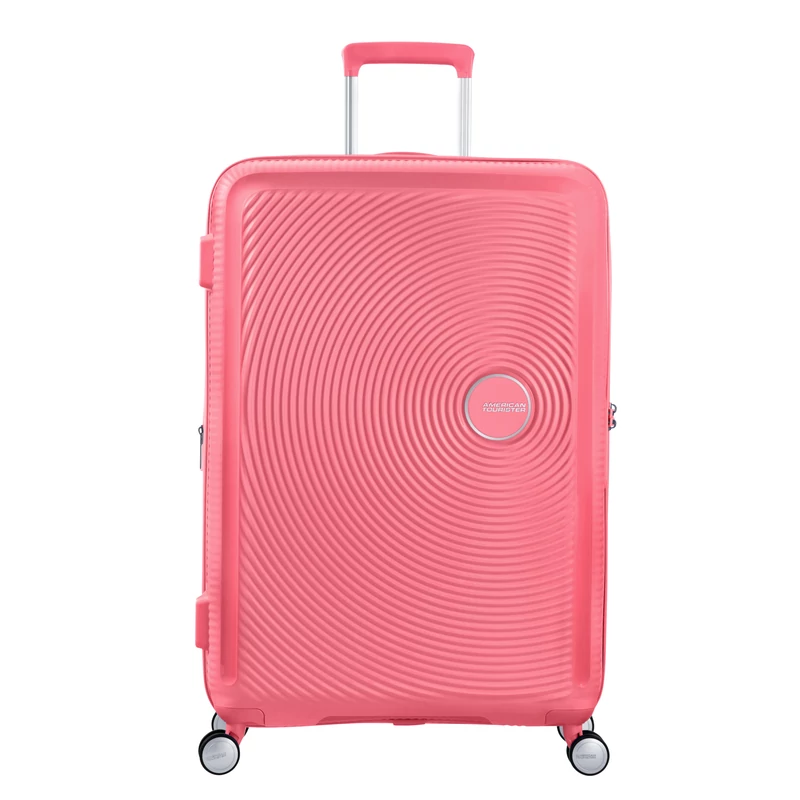 American Tourister Soundbox 4-kerekes keményfedeles bővíthető bőrönd 77 x 51.5 x 29.5/32.5 cm, rózsaszín